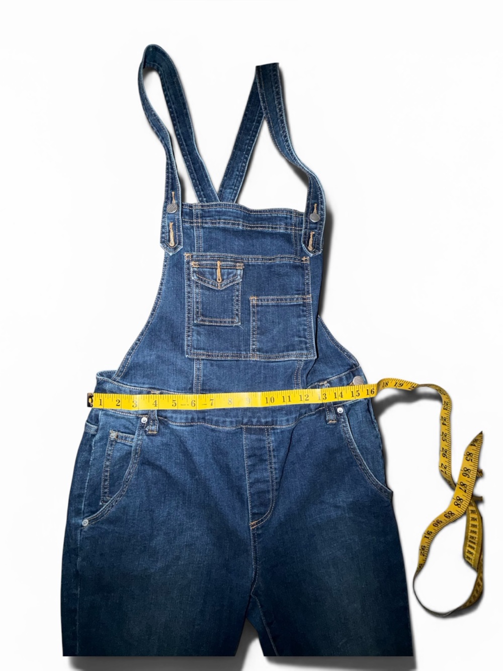 Free People Faded Blue Slim Denim Overalls - Picture 3 of 5
